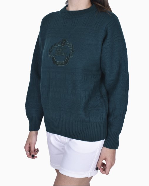 Suéter Burberry Original Lã Verde Bordado Feminina